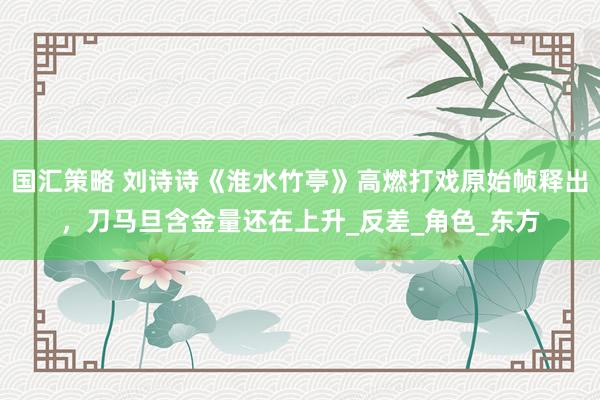 国汇策略 刘诗诗《淮水竹亭》高燃打戏原始帧释出，刀马旦含金量还在上升_反差_角色_东方